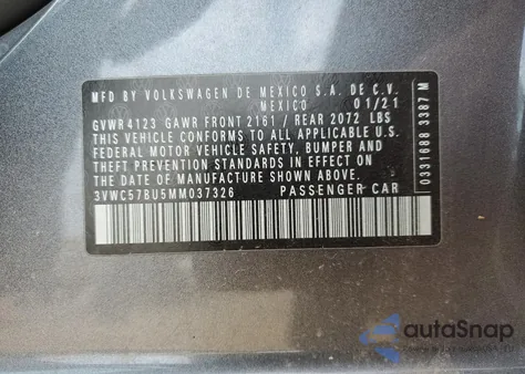 2021 Volkswagen Jetta S from USA, damaged, VIN 3VWC57BU5MM037326